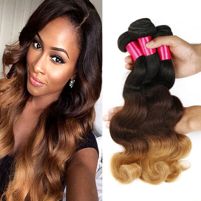 

Ombre Hair Brazilian Body Wave Human Hair Extensions 3 Tone Ombre Weaves 3pcs 100g/pcs 100% Unprocessed Brazilian Body Wave Hair