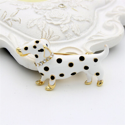 

Lucky Zodiac Animal Famous Spotted Dog Brooch Pin Up для женщин Rhinestone Enamel Броши для животных Броши Кристалл Ювелирные шпил