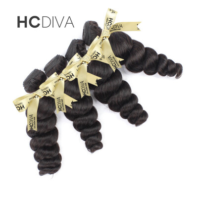 

HCDIVA Grade 7A Loose Wave Indian Virgin Hair 4 Bundles / Lot 100% Unprocessed Human Hair Extensions Loose Curl 400 grams