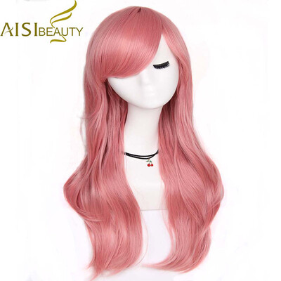 

AISI BEAUTY длинный волнистый синтетический парик Cosplay Красный Розовый Синий Серебристый Серый Блондинка Коричневый 70 Cm Синте