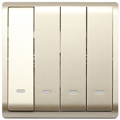 

Schneider (Schneider) switch socket switch panel four open dual control switch 10A with fluorescent indicator switch Feng Shang series indulge in gold