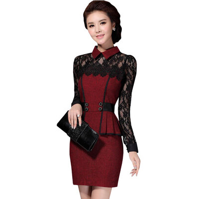 

Lovaru ™Free Shipping Real 2015 Women's Dresses Elegant Classical Temperament Slim thin lace package hip dress
