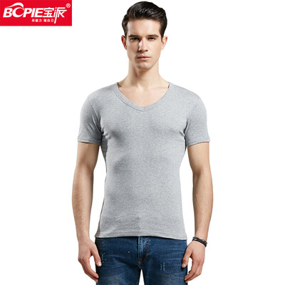 

Baopai BOPIE mens vest mens cotton T-shirt short-sleeved casual sports breathable bottoming shirt ash gray V-neck XXXL 185110