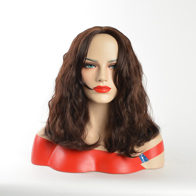 

QianBaiHui Short Curly Bob Wig Charming Women Girls Beach Wave Wigs for Cosplay Costume Party Wig Cap Included Mix Brown
