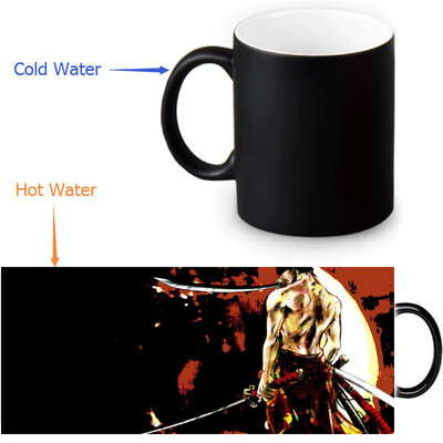 

One Piece Zoro 350ml / 12oz Heat Reveal Mug Color Change Чашка кофе Чувствительные морфинговые кружки Волшебная чашка для чайных чашек