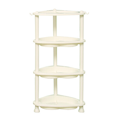 

Ai Laiya rack bathroom rack kitchen bathroom storage shelf plastic floor storage shelf corner frame triangle four layers white J1440B
