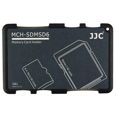 

JJC MCH-SDMSD6GR ultra-thin memory card holder SLR camera memory card SD card digital storage package gray card cartridge can put two SD 4 MSD TF card