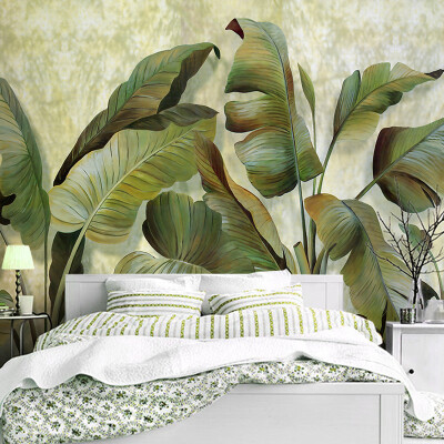 

Custom Mural Wallpaper For Living Room Retro Banana Leaves Wall Mural 3D Embossed Non-Woven Seamless Photo Wall Paper Home Decor