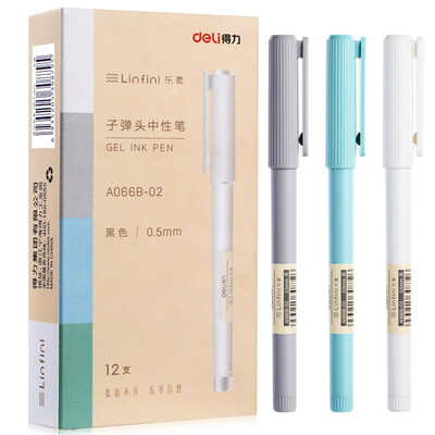 

Deli deli music 05mm black gel pen bullet water-based pen 12 box A066B-02