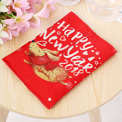 

Yuan Yuan cloth art paper bag China red cotton linen paper towel set living room dining room car decoration paper towel bag New Year