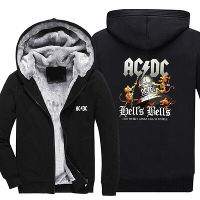 

2018 New Design AC DC Bell Skull Mens Hoodies I Got My Bell Gonna Take Ya To Hell Thicken Zipper man hoodies sweatshirt USA size