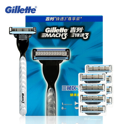 

Подлинная джилетт Mach 3 Бритвы бритвы Мужчин Безопасности Бритвы Уход За Лицо 1 держатель с 9 лезвия