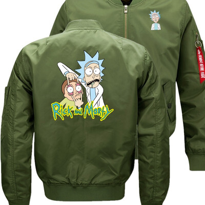 

Rick&Morty World peace Bomber Flight Flying Jacket Winter thicken Warm Zipper Men Jackets Anime Mens Casual Coat