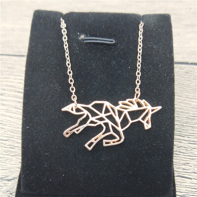 

New Origami Unicorn Necklace Trendy Style Origami Unicorn Pendant Necklace Women Fashion Origami Unicorn Jewellery