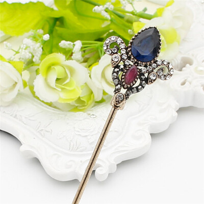

Vintage Antique Gold Color Crystal Resin Lotus Hair Sticks Rhinestone Hair Jewelry Accessories Turkish Bridal Wedding Hairpins
