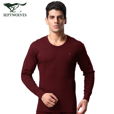 

Seven wolves Qiuyi Qiuku mens thermal underwear cotton base thin suit mens round neck autumn&winter cotton sweater 98101A wine red XXL