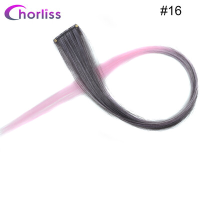 

Chorliss Clip In One Piece Hairpieces Ombre Synthetic Clip on Hair Extensions Colored Long Straight Fake Hair for Women Children