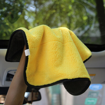 

Car travel with Car Buddy car wash towel double color thick coral fleece cleaning cloth absorbent towel 4538cm yellow gray single HQ-QX039