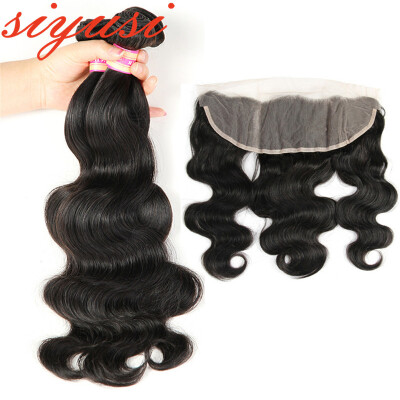 

7A Peruvian Body Wave With Closure 13x4 Ear To Ear Lace Frontal Closure Peruvian Virgin Hair Bundles With Lace Frontal Closure