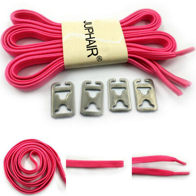 

JUP 1 Pair Lazy Not Tie Shoelaces Metal Fashion Simple Convenient Lace Buckle Elastic Polyester Rubber Laces Flat Shoes Sports
