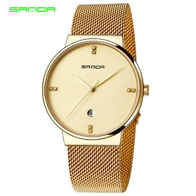 

SANDA Luxury Brand Men Watch Ultra Thin Stainless Steel Clock Male Quartz Sport Watch Men Waterproof Casual Wristwatch relogio