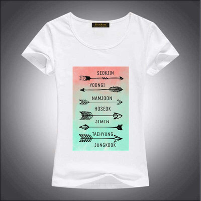 

HenReat High quality silk cotton white solid color short sleeve women BTS print T-shirt