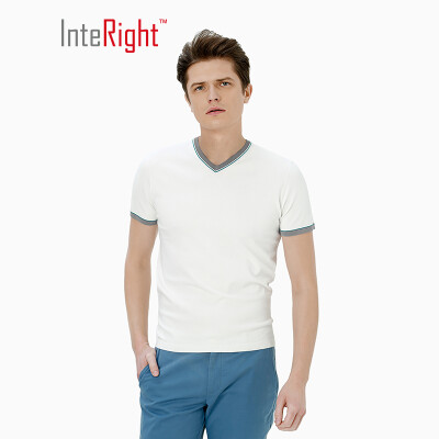 

INTERIGHT V-neck special yarn dry&clean color business mens T-shirt white