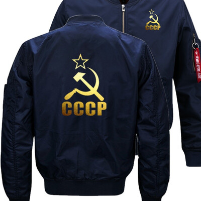 

Unique CCCP Russian USSR Soviet Union Bomber Flight Flying Jacket Winter thicken Warm Zipper Men Jackets Anime Mens Casual Coat