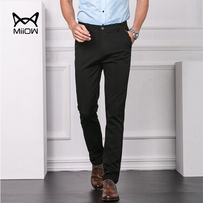 

Cat Man MiiOW Casual Pants Mens Wild Fashion Mens Four Seasons Breathable Business Casual Stretch Straight Casual Pants QT902-1777 Black 31