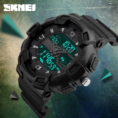 

Men Sports Watches Fashion Military Watches Dual Time Digital LED Analog Quartz Swim Wristwatch