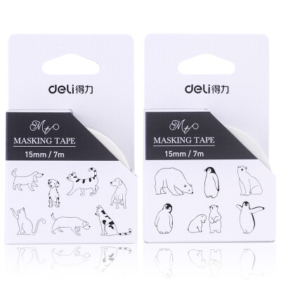 

Deli deli hand book&paper tape 7m × 15mm cute black&white stickers animal models color random HZ010