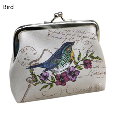 

Women Mini Printing Owl Bird Flower Wallet Card Holder Case Coin Purse Clutch Handbag Bag