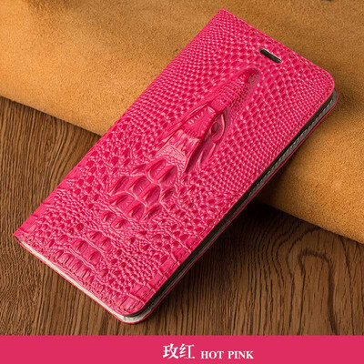 

Luxury Genuine Leather flip Case For iPhone X 6 6S 7 8 Plus 3D dragon head model Invisible magnet phone cover