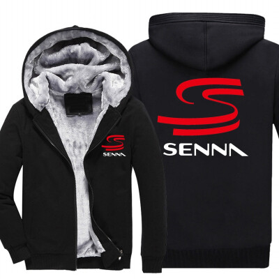 

2018 New HERO AYRTON SENNA Winter Men Thick Hoodies Patchwork Sweatshirt Zipper Fleece Tracksuit Plus Size