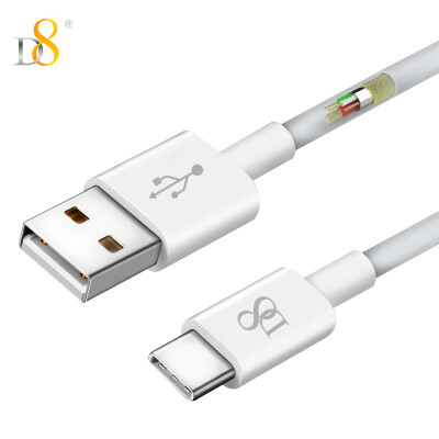 

D8 Type-C Data Cable USB Android Charging Cord Fast Charger Phone Adaptor Charger Power Cord Support Millet 65 Huawei P10Mate9 Glory 8 1m White