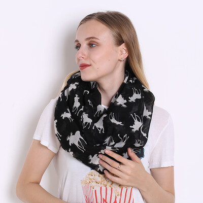 

Scarves For Women Voile Infinity Collar Ring Scarf Reindeer Elk Print Luxury Brand Scarves JeouLy Echarpes Foulards Femme