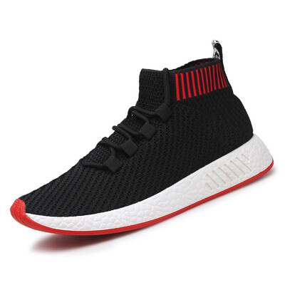 

2018 Medium Cut Sneakers for Men Fly Knit Upper Men Running Shoes Breathable Trainers Lightweight Male Sport Athletic Shoes