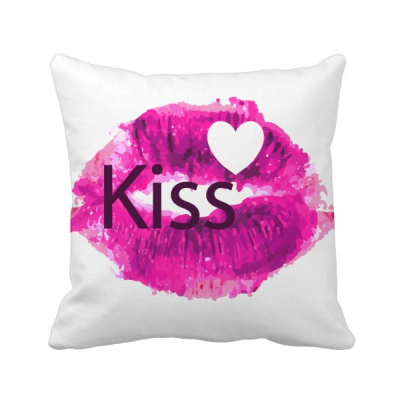 

Kiss Love Valentines Day Pink Lip Square Throw Pillow Insert Cushion Cover Home Sofa Decor Gift