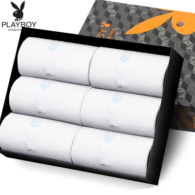 

Playboy socks male cotton tube business casual cotton socks 6 pairs of 2716 white code