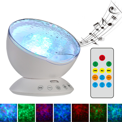 

TOMNEW Remote Control Night Light Ocean Wave Projector 7 Colorful Ceiling Mood Lamp with Bulit-in Speaker Music Player For Room