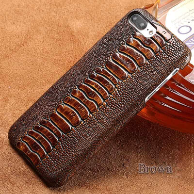 

Genuine Leather Phone Case For iPhone 7 8 Plus Case Ostrich Foot Texture Back Cover For X 6 6S Plus Case