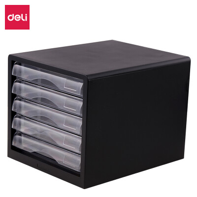 

Deli deli five-layer hand-drawing desktop file cabinet with index label drawer type data cabinet black 9775