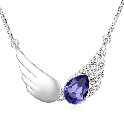 

Высокое качество Vintage Wings ожерелья подвески кристалл из Австрии Женщины Joyas белое золото позолоченный подарок на День Святого Валентина 1