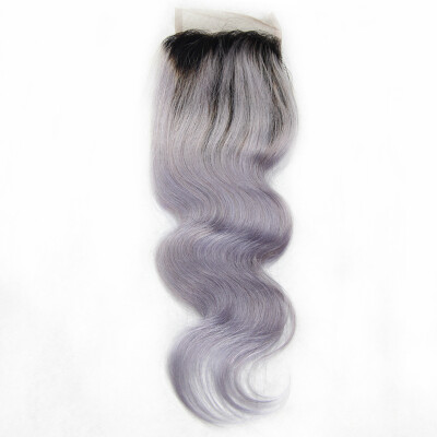 

NamiHair Wholesale Price 4x4 Ombre Color 1BGrey Lace Closure Brazilian Body Wave Remy Human Hair Free Part 10"-16"inch