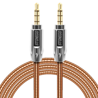 

STONEGO 35mm Auxiliary Audio Cable Male to Male Stereo AUX Cable Zinc Alloy Polished Metal Connectors Stainless steel Cord