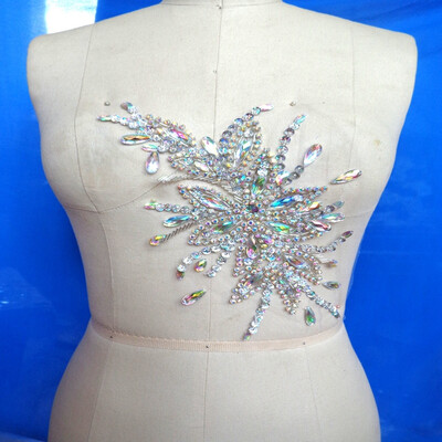 

Чистая ручная работа ослепительно чистая AB цвет шитья на Rhinestones аппликация кристалл отделка патчи 28 * 16 см платье аксессуар для пояса