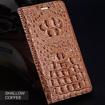 

Genuine Leather flip Case For iPhone 6 7 8 Plus X 3D Crocodile Back Texture Phone Cover