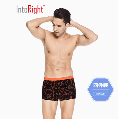 

INTERIGHT underwear mens modal cotton ribbed printed boxer pants 4 boxed mixed color XXL
