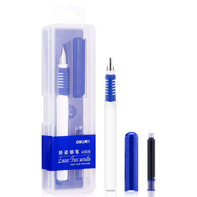 

Deli deli EF Mingjian Youshang series posture pen pen pen office writing student wording accompanying set soft plastic handshake gift ink bag blue A908