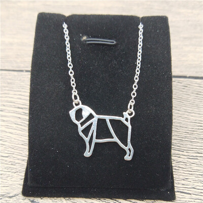 

New Origami Pug Necklace Trendy Style Origami Pug Pendant Necklace Women Fashion Pet Dog Jewellery